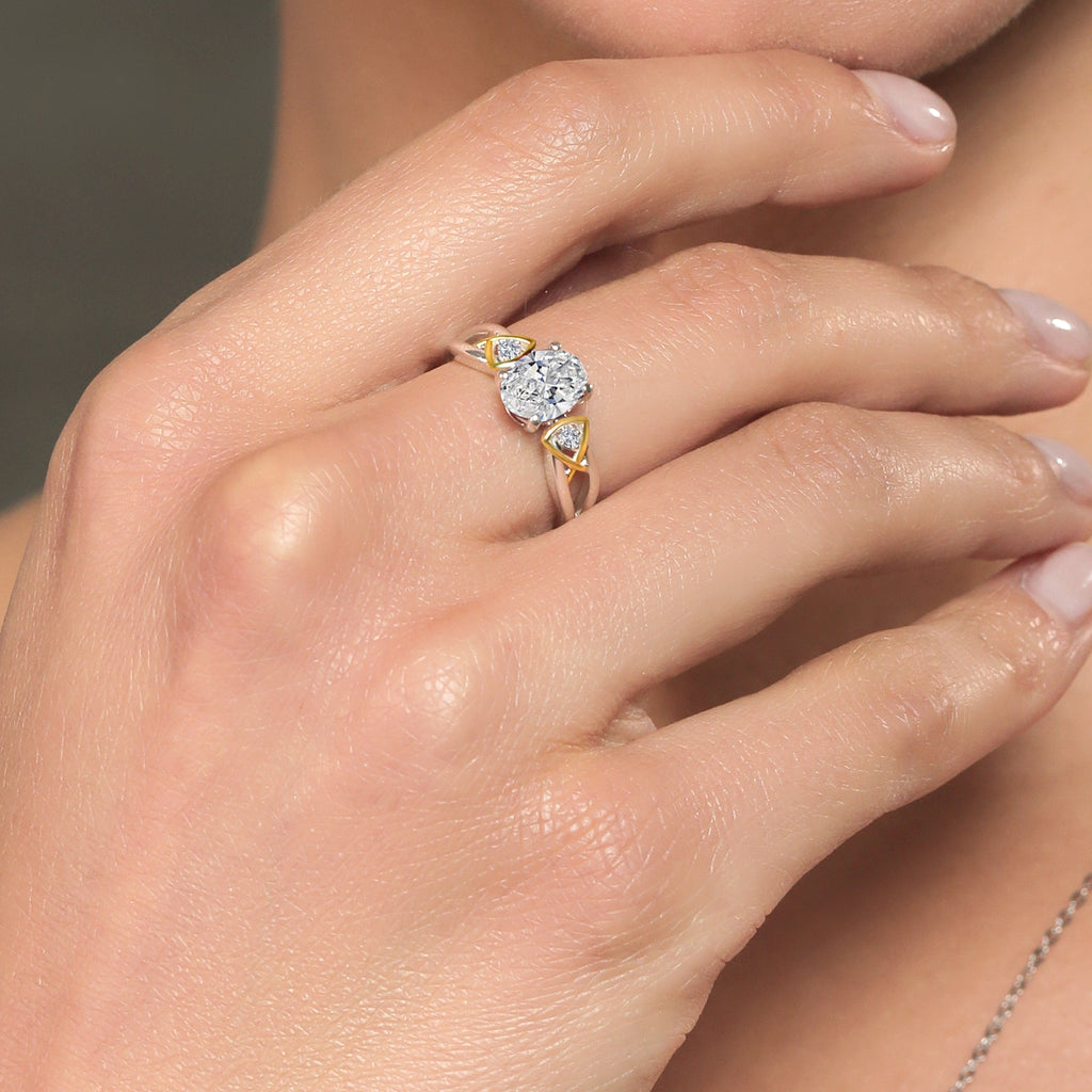 Ring in 925 Sterling Silver and 10K Yellow Gold