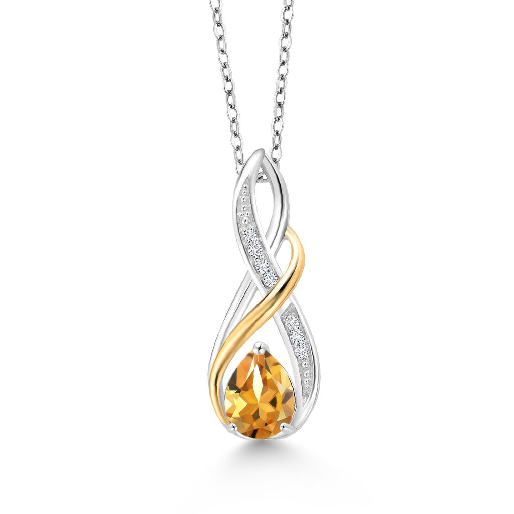 Citrine - November_Pendant in 925 Sterling Silver and 10K Yellow Gold