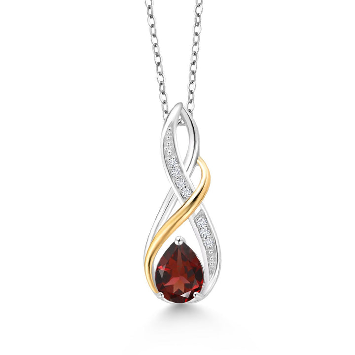 Garnet - January_Pendant in 925 Sterling Silver and 10K Yellow Gold