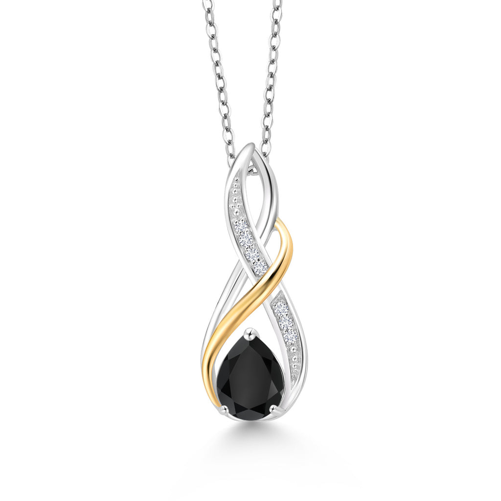 Onyx - December_Pendant in 925 Sterling Silver and 10K Yellow Gold