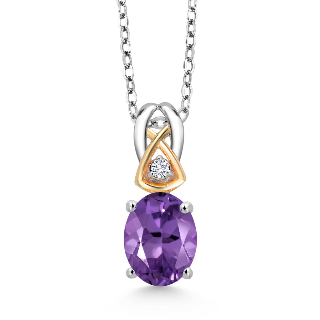 Amethyst - February_Pendant in 925 Sterling Silver and 10K Yellow Gold
