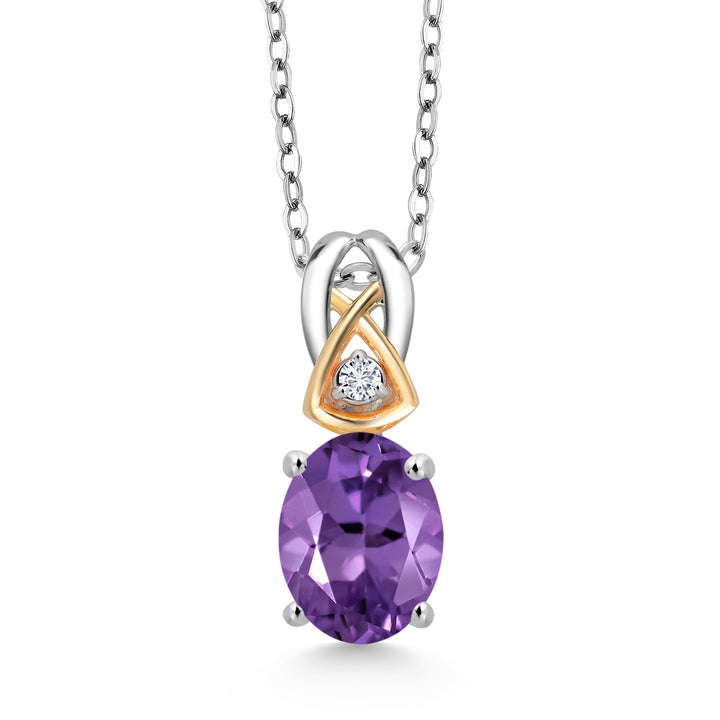 Amethyst - February_Pendant in 925 Sterling Silver and 10K Yellow Gold