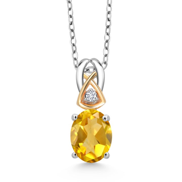 Citrine - November_Pendant in 925 Sterling Silver and 10K Yellow Gold