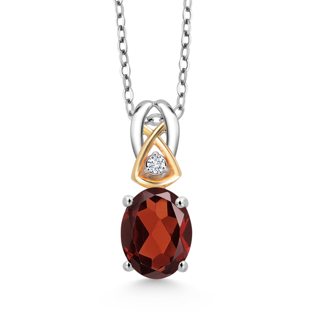 Garnet - January_Pendant in 925 Sterling Silver and 10K Yellow Gold