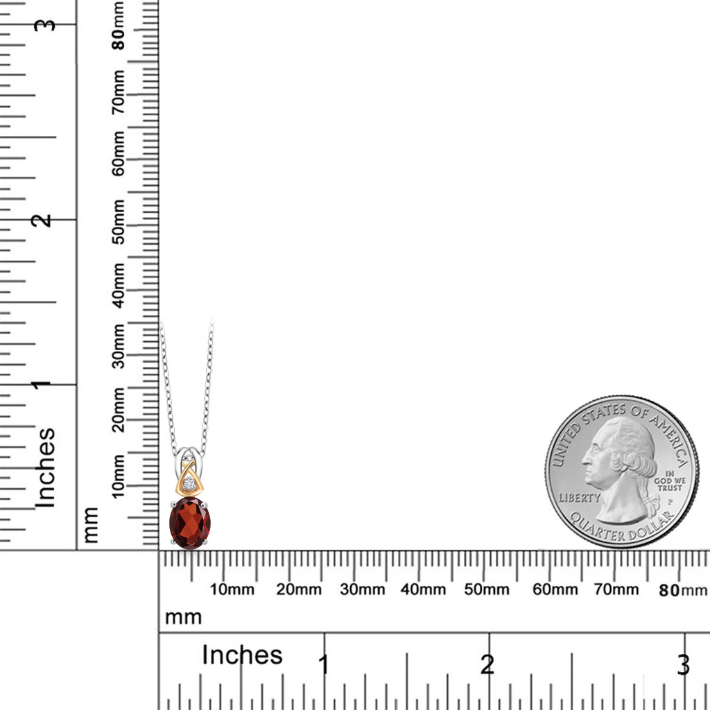 Garnet - January_Pendant in 925 Sterling Silver and 10K Yellow Gold