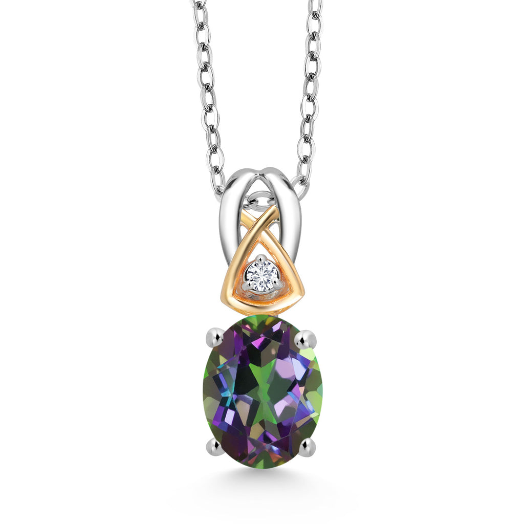 Green Mystic Topaz_Pendant in 925 Sterling Silver and 10K Yellow Gold