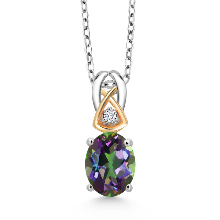 Green Mystic Topaz_Pendant in 925 Sterling Silver and 10K Yellow Gold
