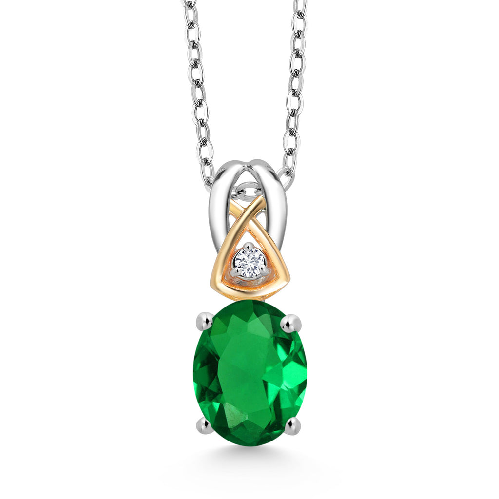 Nano Emerald - May_Pendant in 925 Sterling Silver and 10K Yellow Gold