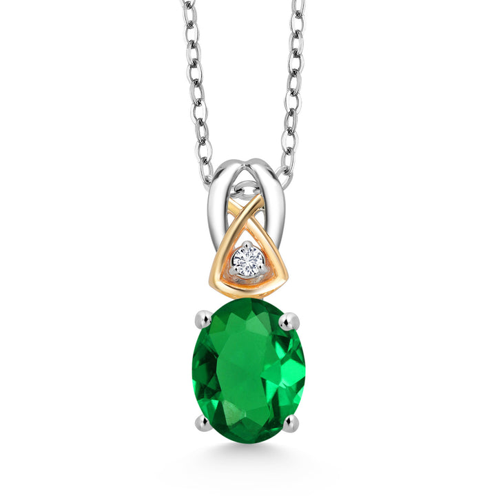 Nano Emerald - May_Pendant in 925 Sterling Silver and 10K Yellow Gold