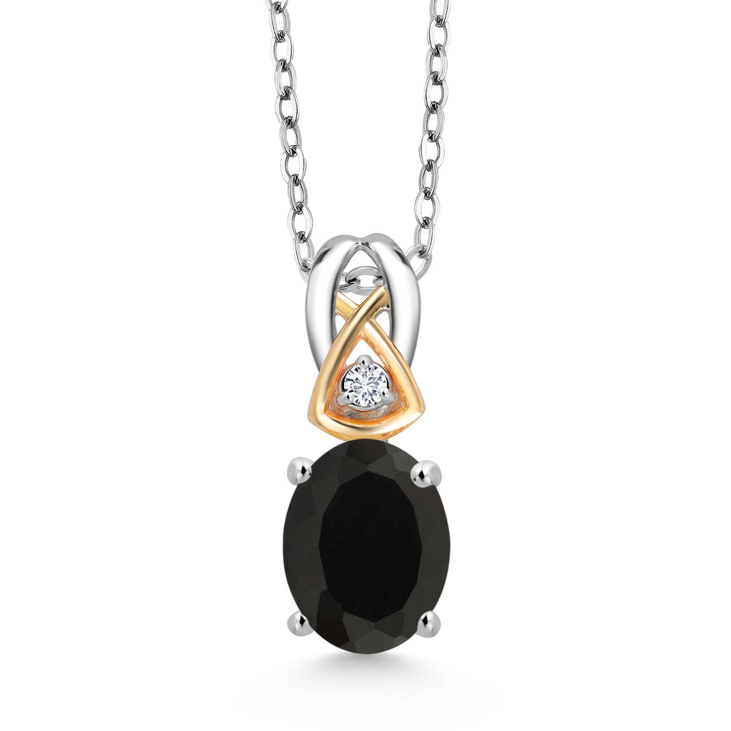 Onyx - December_Pendant in 925 Sterling Silver and 10K Yellow Gold