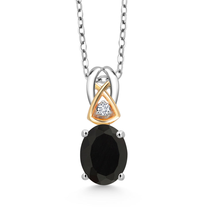 Onyx - December_Pendant in 925 Sterling Silver and 10K Yellow Gold