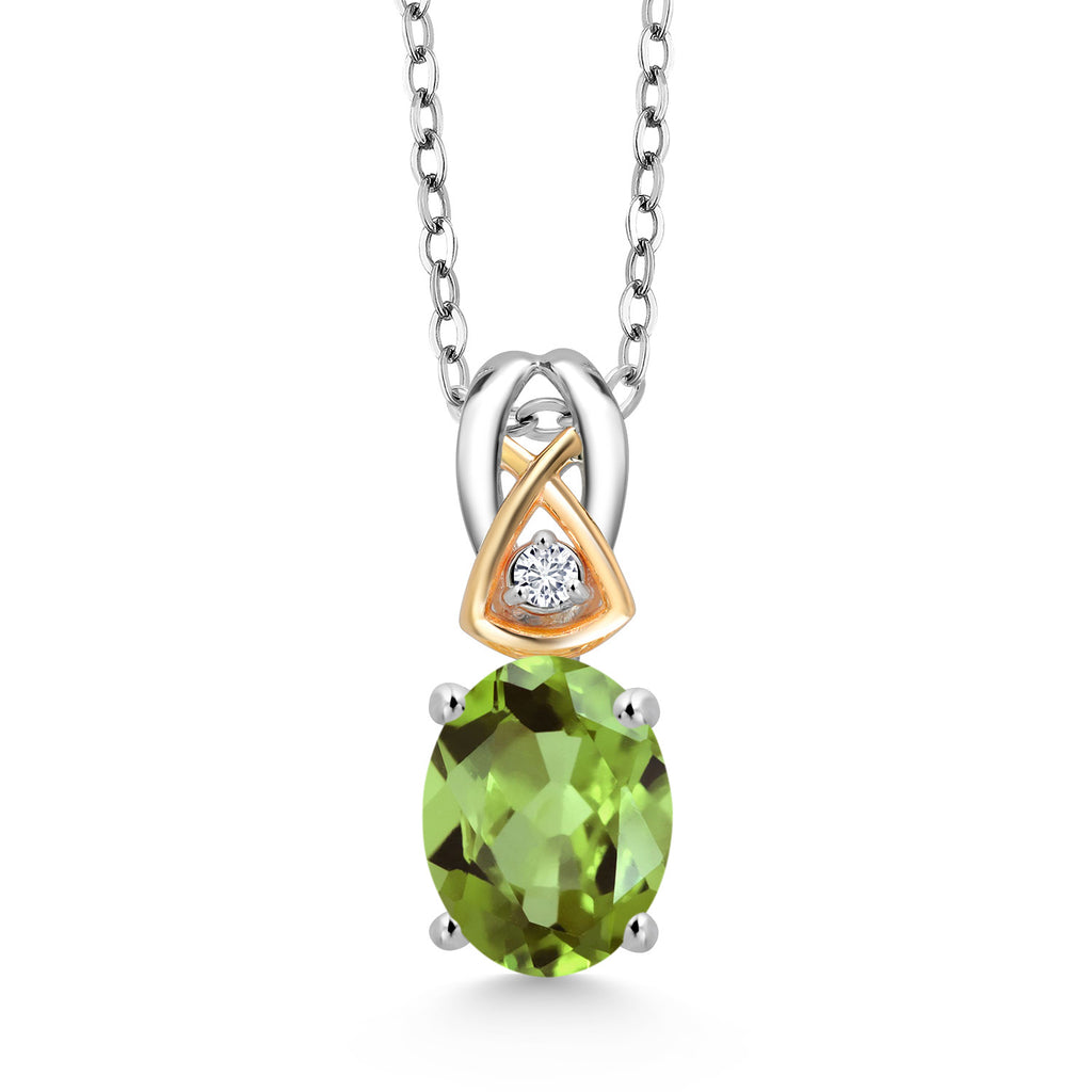 Peridot - August_Pendant in 925 Sterling Silver and 10K Yellow Gold