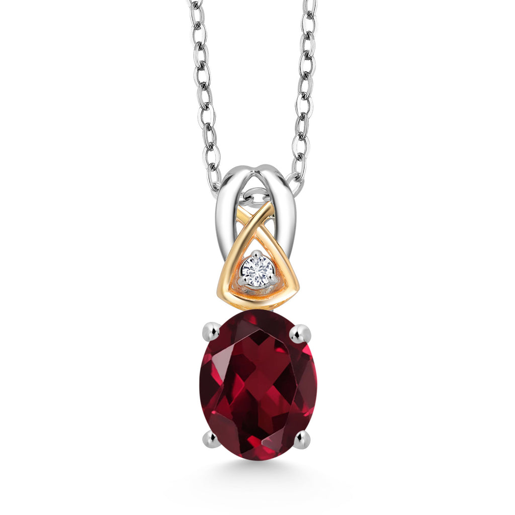Rhodolite Garnet - January_Pendant in 925 Sterling Silver and 10K Yellow Gold