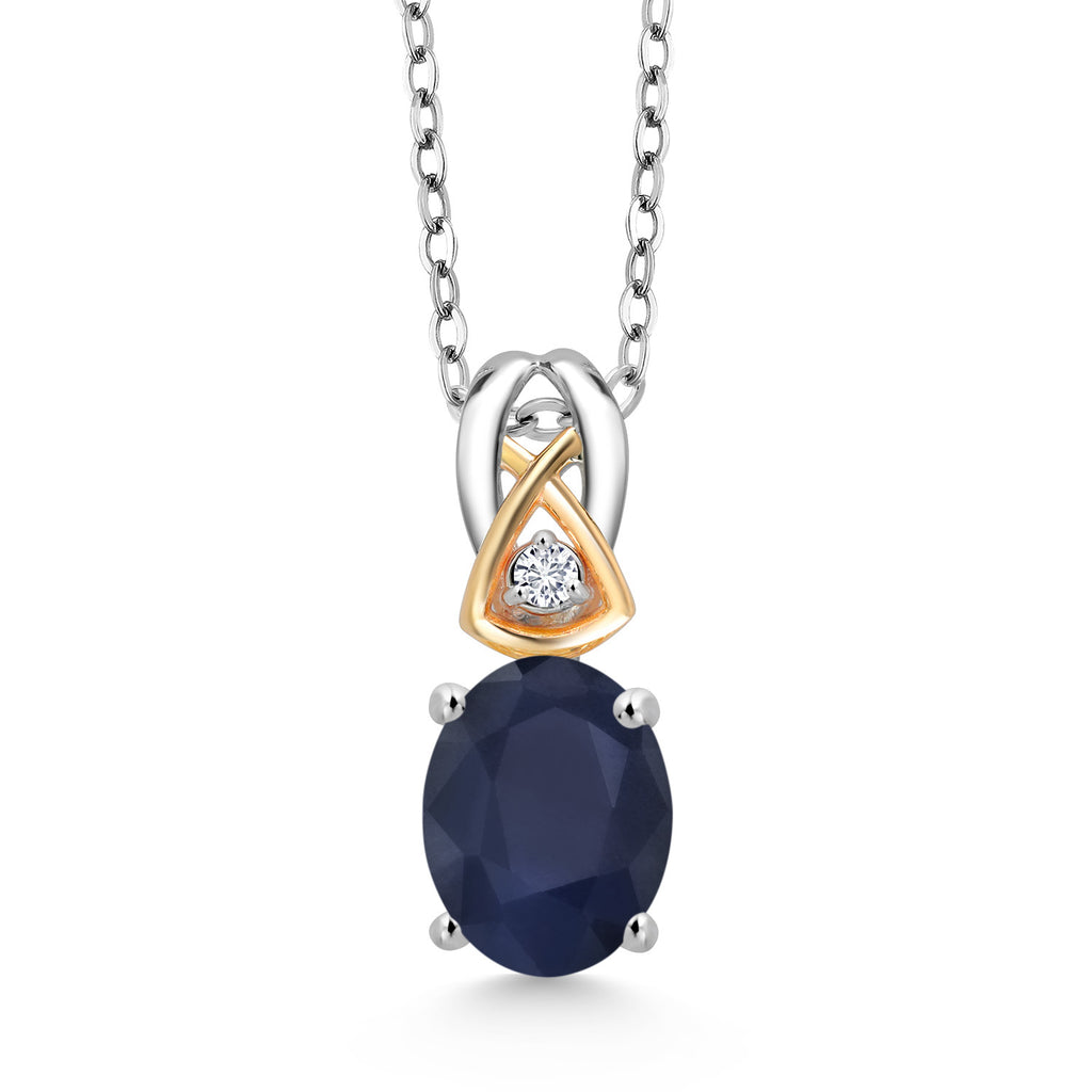 Sapphire - September_Pendant in 925 Sterling Silver and 10K Yellow Gold