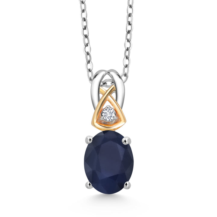 Sapphire - September_Pendant in 925 Sterling Silver and 10K Yellow Gold