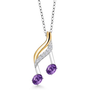 Amethyst - February_Pendant in 925 Sterling Silver and 10K Yellow Gold