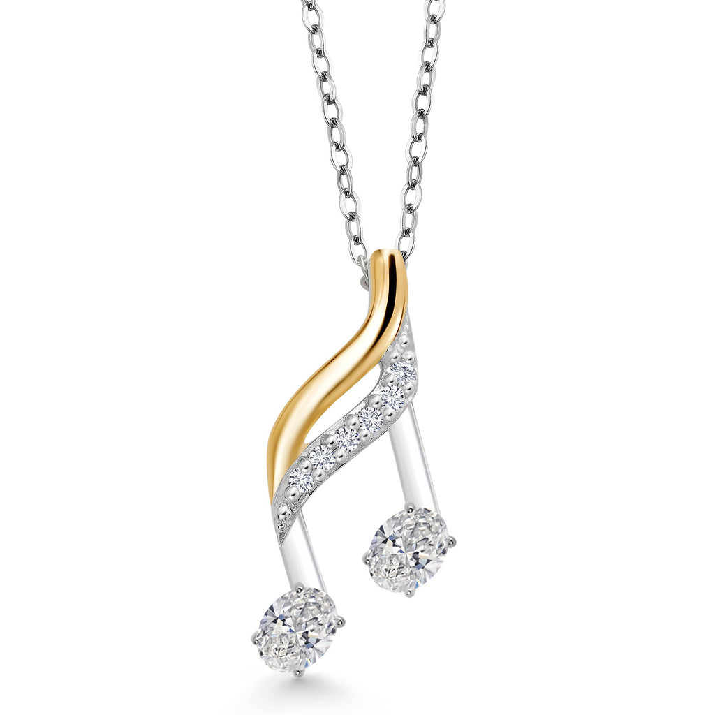 White Lab Grown Diamond - April_Pendant in 925 Sterling Silver and 10K Yellow Gold