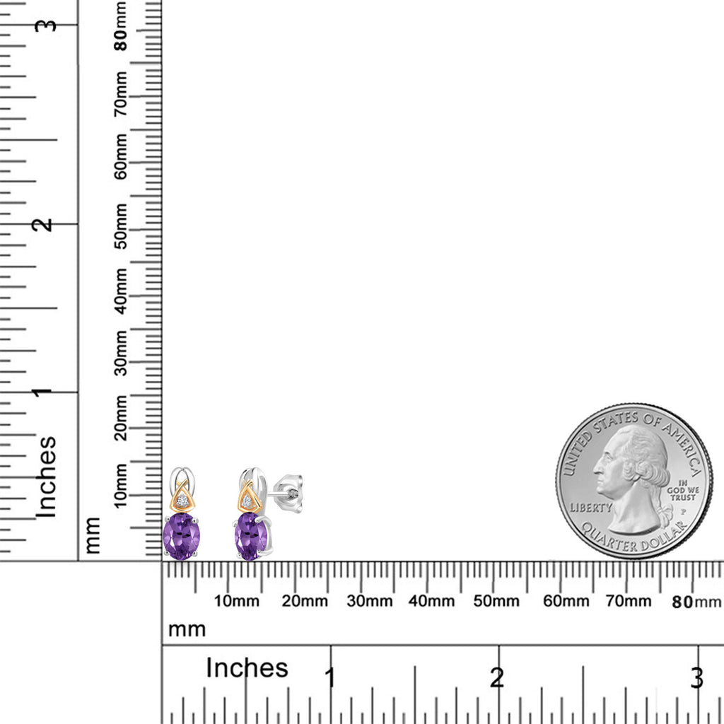 Amethyst - February_Earrings in 925 Sterling Silver and 10K Yellow Gold