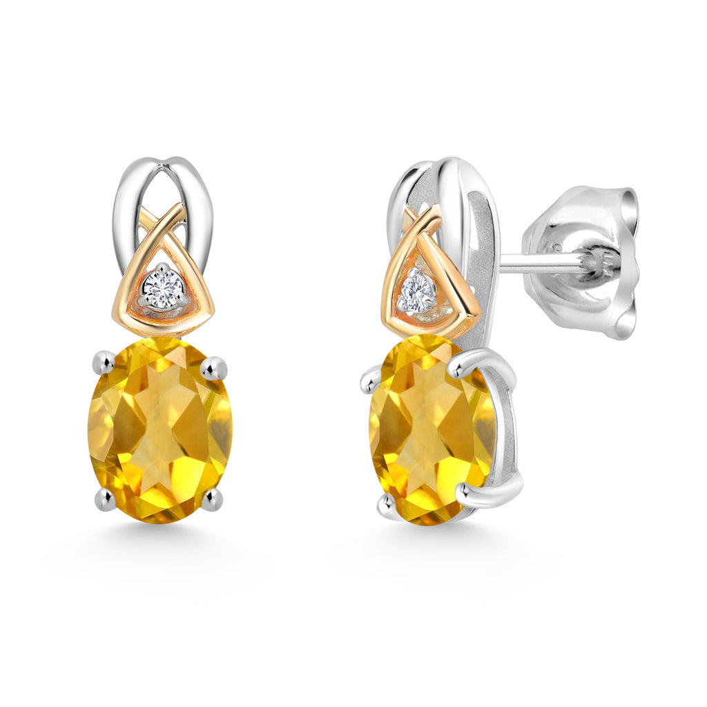 Citrine - November_Earrings in 925 Sterling Silver and 10K Yellow Gold