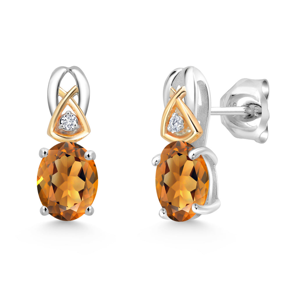 Madeira Citrine_Earrings in 925 Sterling Silver and 10K Yellow Gold