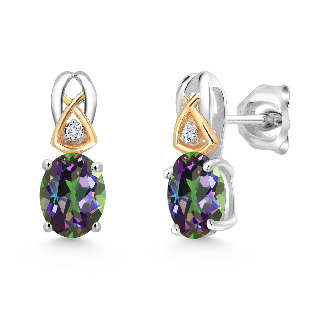 Mystic Topaz_Earrings in 925 Sterling Silver and 10K Yellow Gold