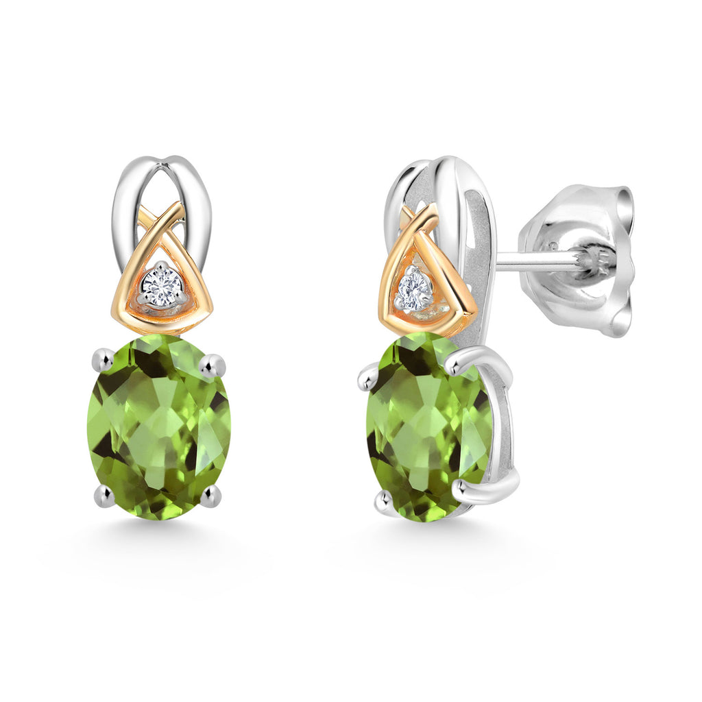 Peridot - August_Earrings in 925 Sterling Silver and 10K Yellow Gold