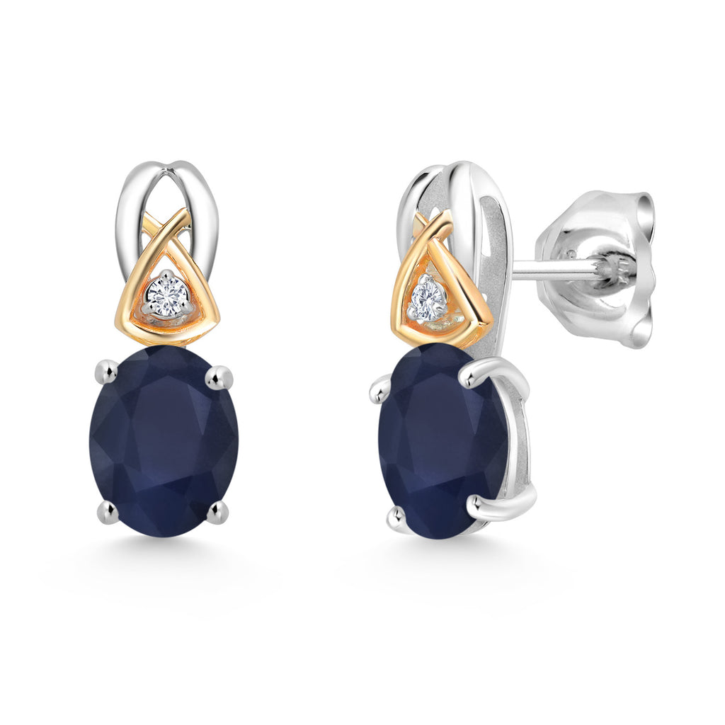 Sapphire - September_Earrings in 925 Sterling Silver and 10K Yellow Gold