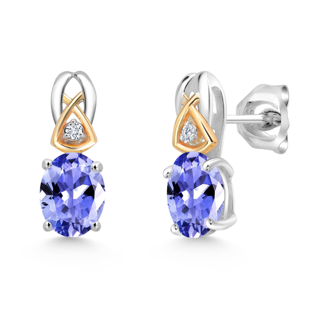 Tanzanite - December_Earrings in 925 Sterling Silver and 10K Yellow Gold