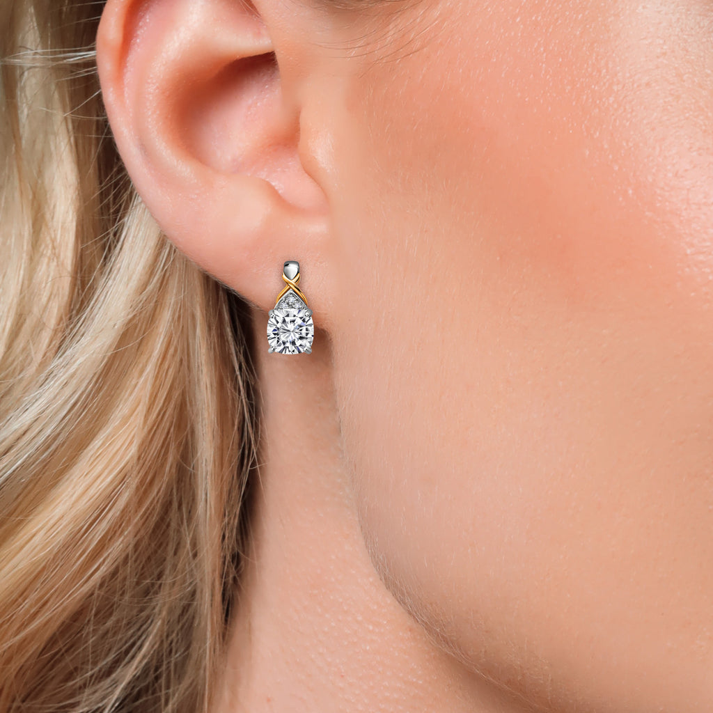 Earrings in 925 Sterling Silver and 10K Yellow Gold