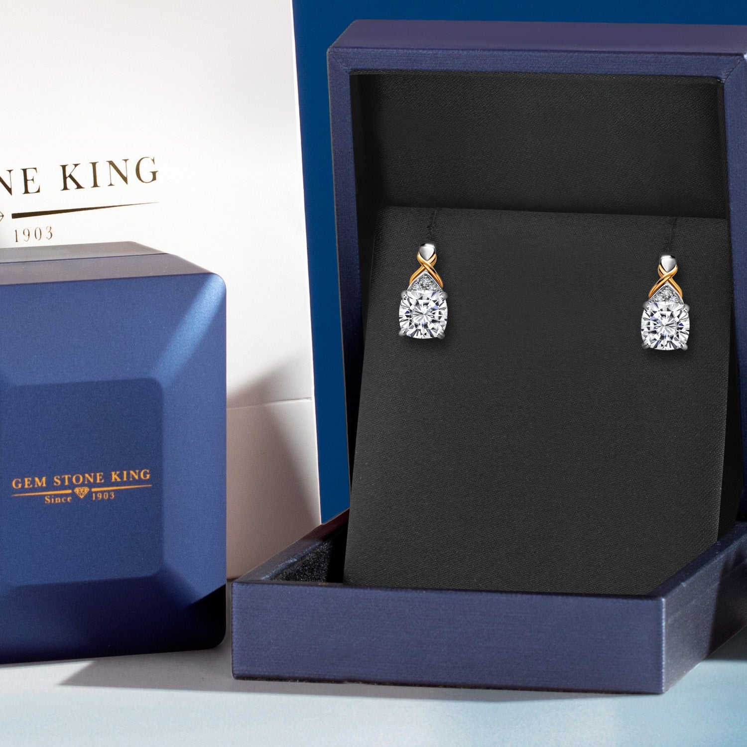 Earrings in 925 Sterling Silver and 10K Yellow Gold