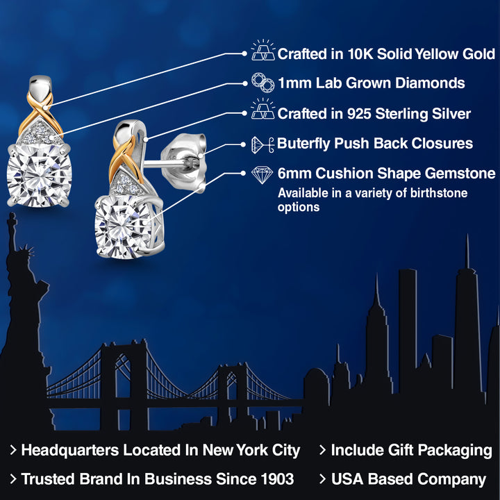 Earrings in 925 Sterling Silver and 10K Yellow Gold