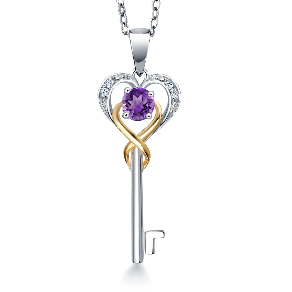 Amethyst_Pendant in 925 Sterling Silver and 10K Yellow Gold