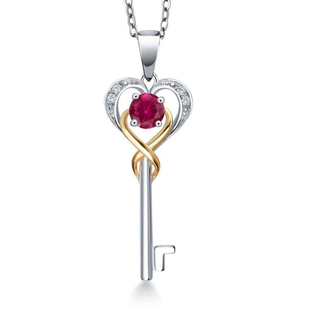 Created Ruby_Pendant in 925 Sterling Silver and 10K Yellow Gold