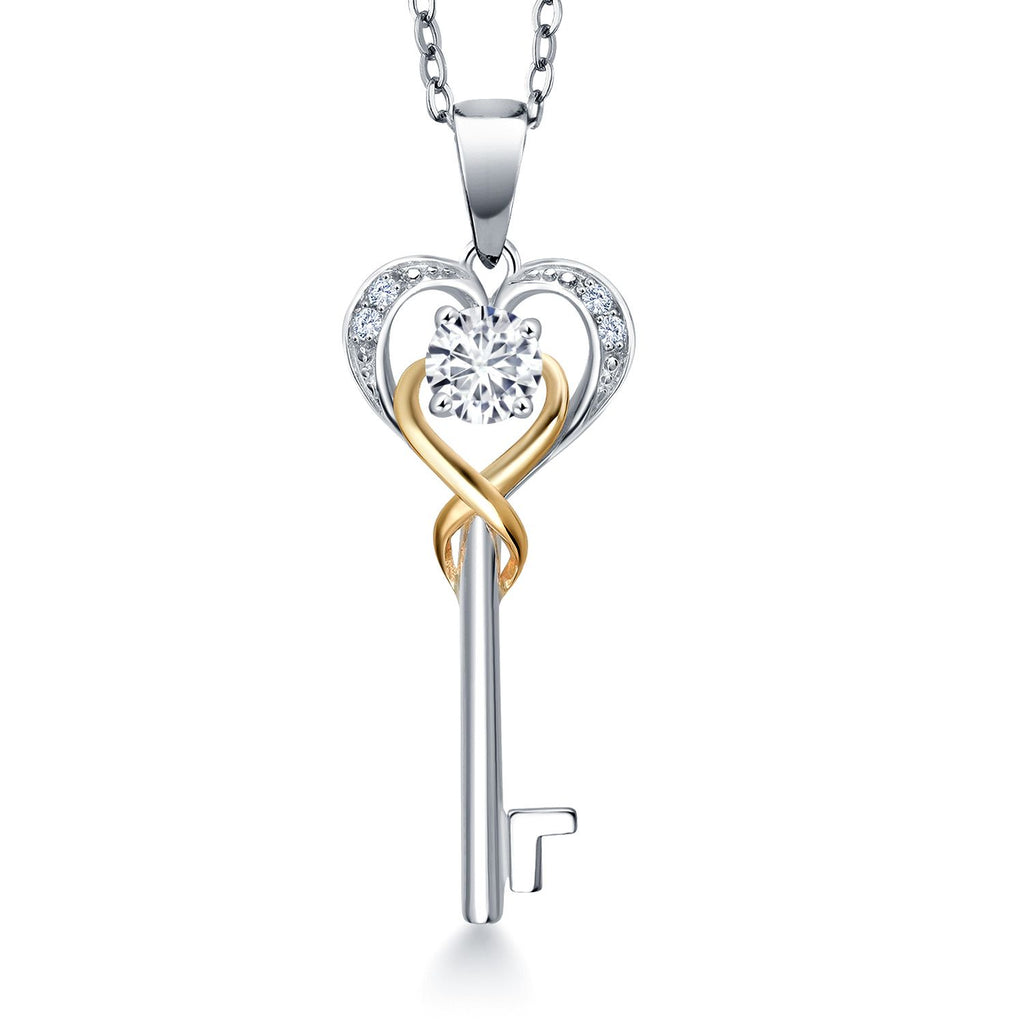 White Lab Grown Diamond - April_Pendant in 925 Sterling Silver and 10K Yellow Gold