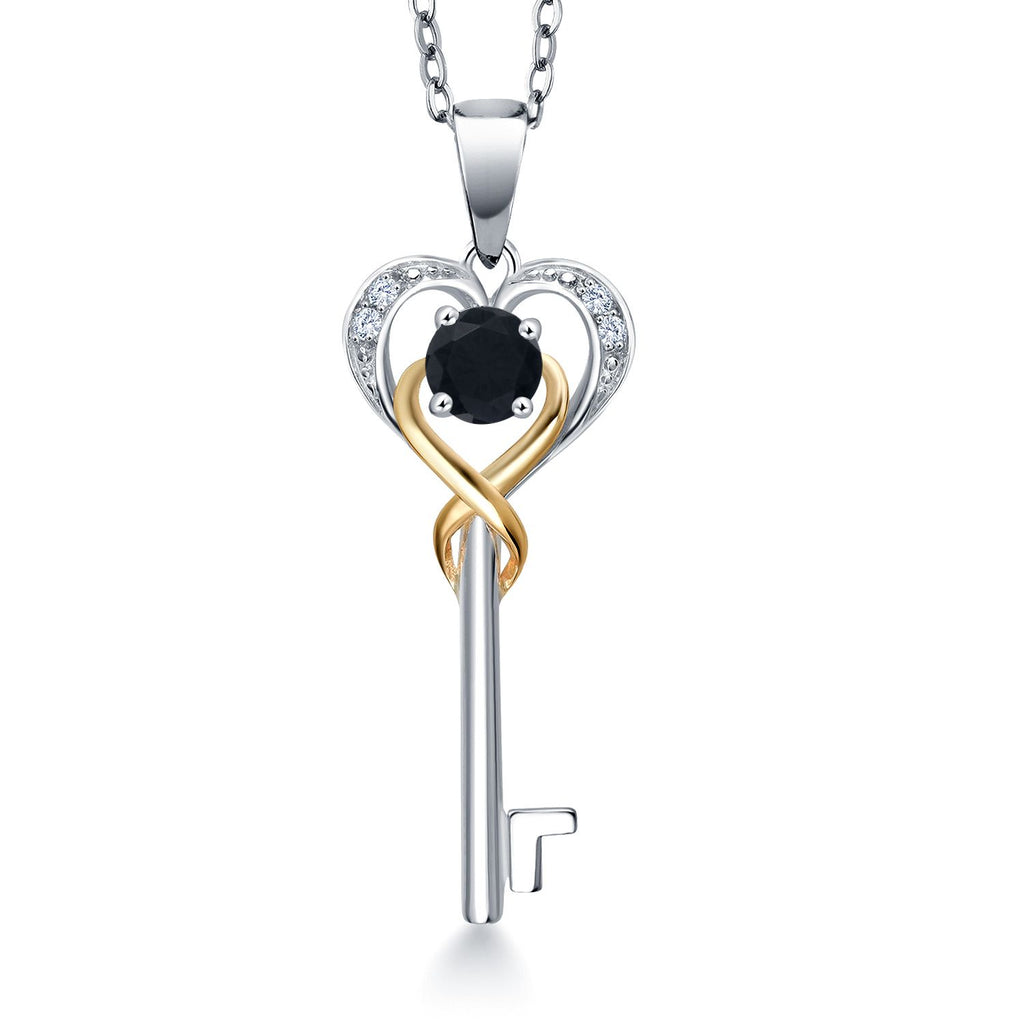 Onyx - December_Pendant in 925 Sterling Silver and 10K Yellow Gold
