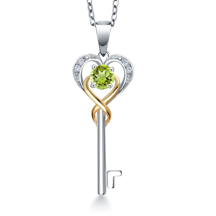 Peridot_Pendant in 925 Sterling Silver and 10K Yellow Gold