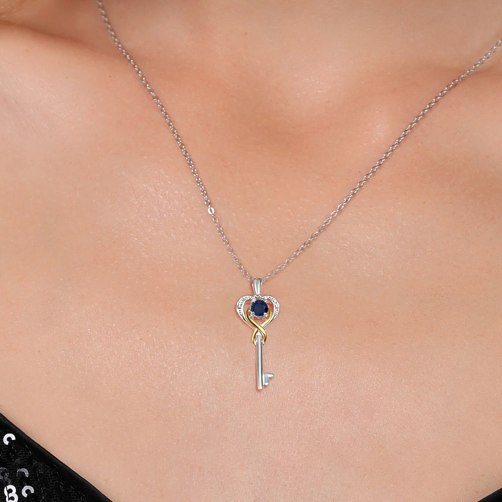 Sapphire - September_Pendant in 925 Sterling Silver and 10K Yellow Gold