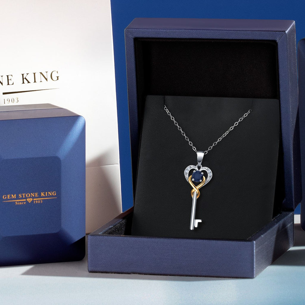 Sapphire - September_Pendant in 925 Sterling Silver and 10K Yellow Gold