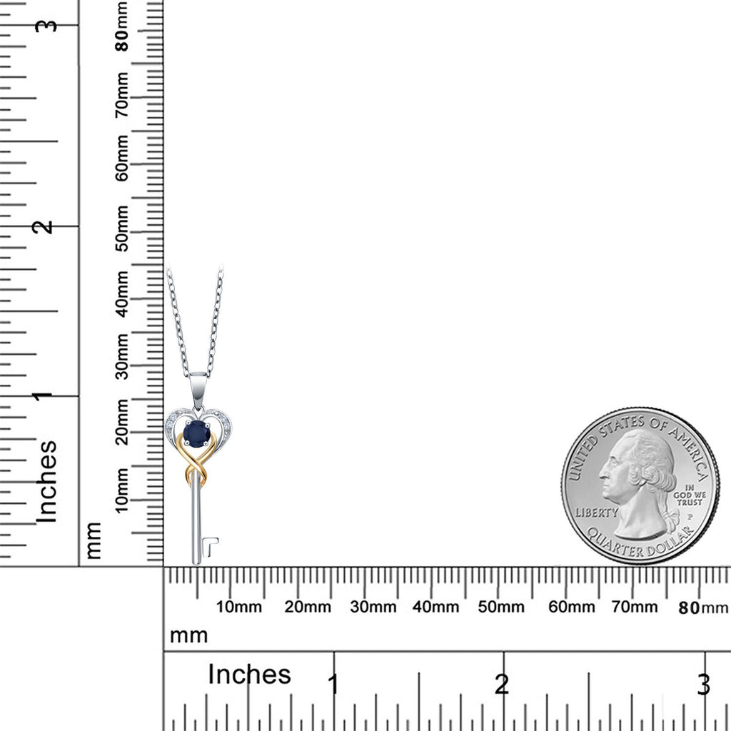 Sapphire - September_Pendant in 925 Sterling Silver and 10K Yellow Gold