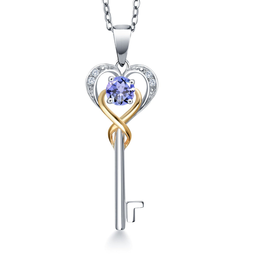 Tanzanite_Pendant in 925 Sterling Silver and 10K Yellow Gold