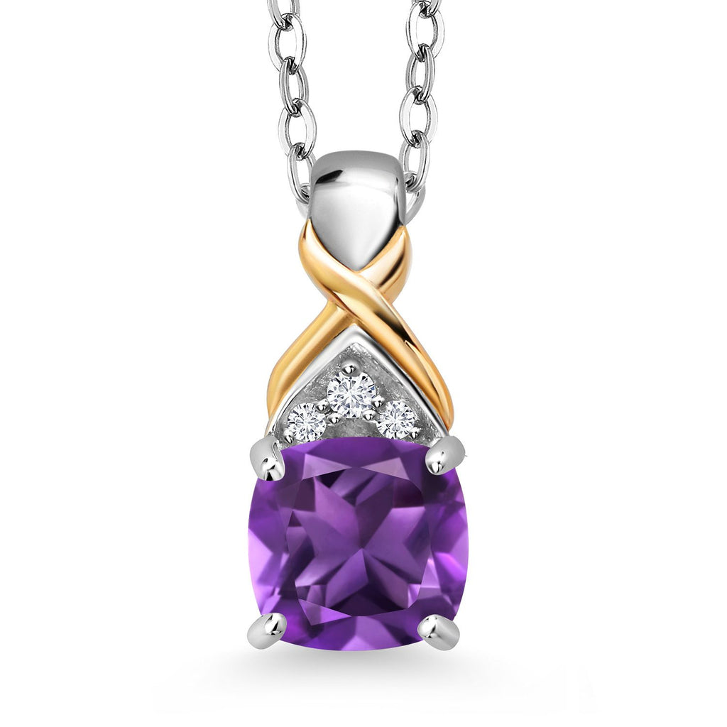 Amethyst - February_Pendant in 925 Sterling Silver and 10K Yellow Gold
