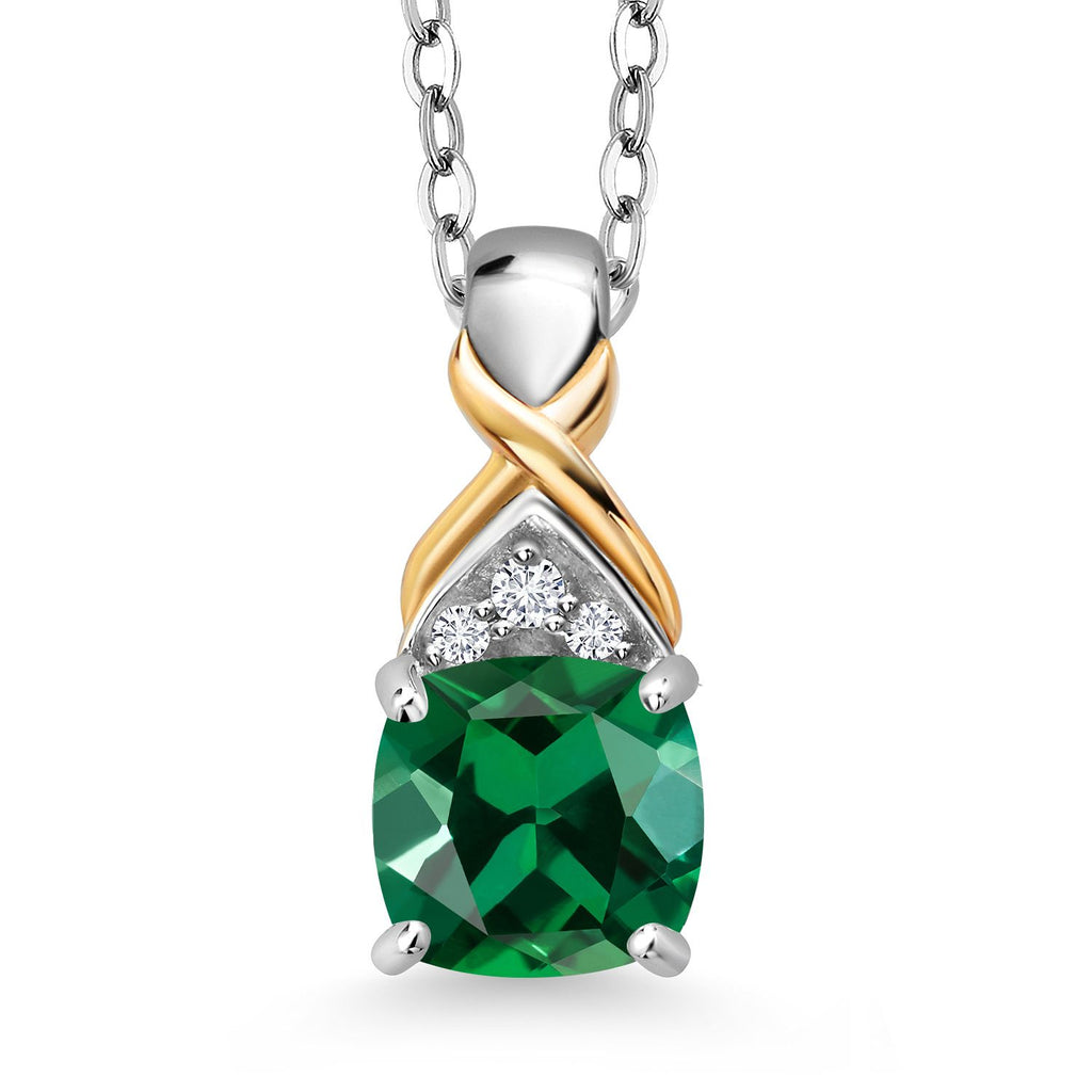 Nano Emerald - May_Pendant in 925 Sterling Silver and 10K Yellow Gold