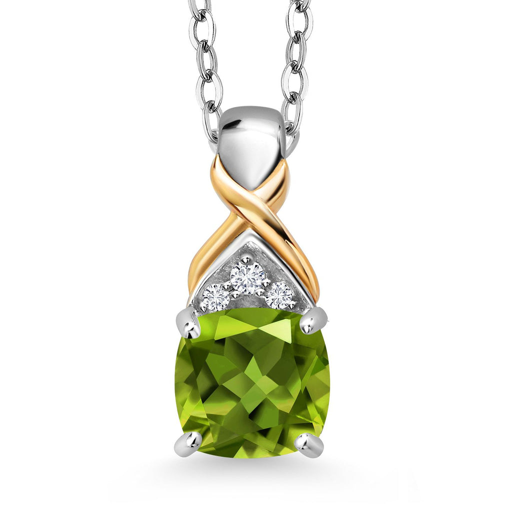 Peridot - August_Pendant in 925 Sterling Silver and 10K Yellow Gold