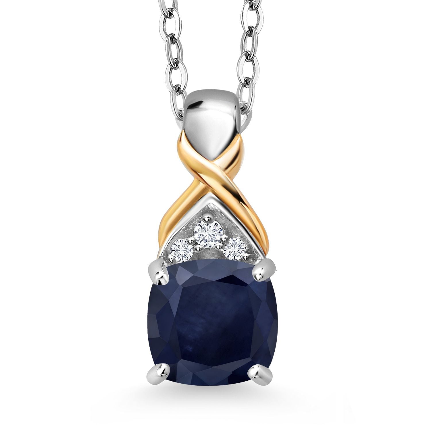 Sapphire - September_Pendant in 925 Sterling Silver and 10K Yellow Gold