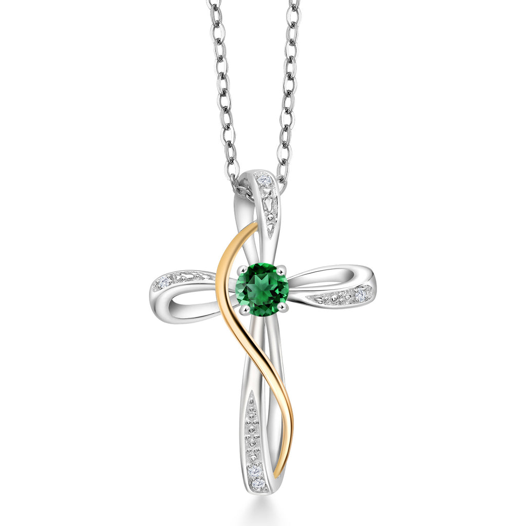 Nano Emerald - May_Pendant in 925 Sterling Silver and 10K Yellow Gold