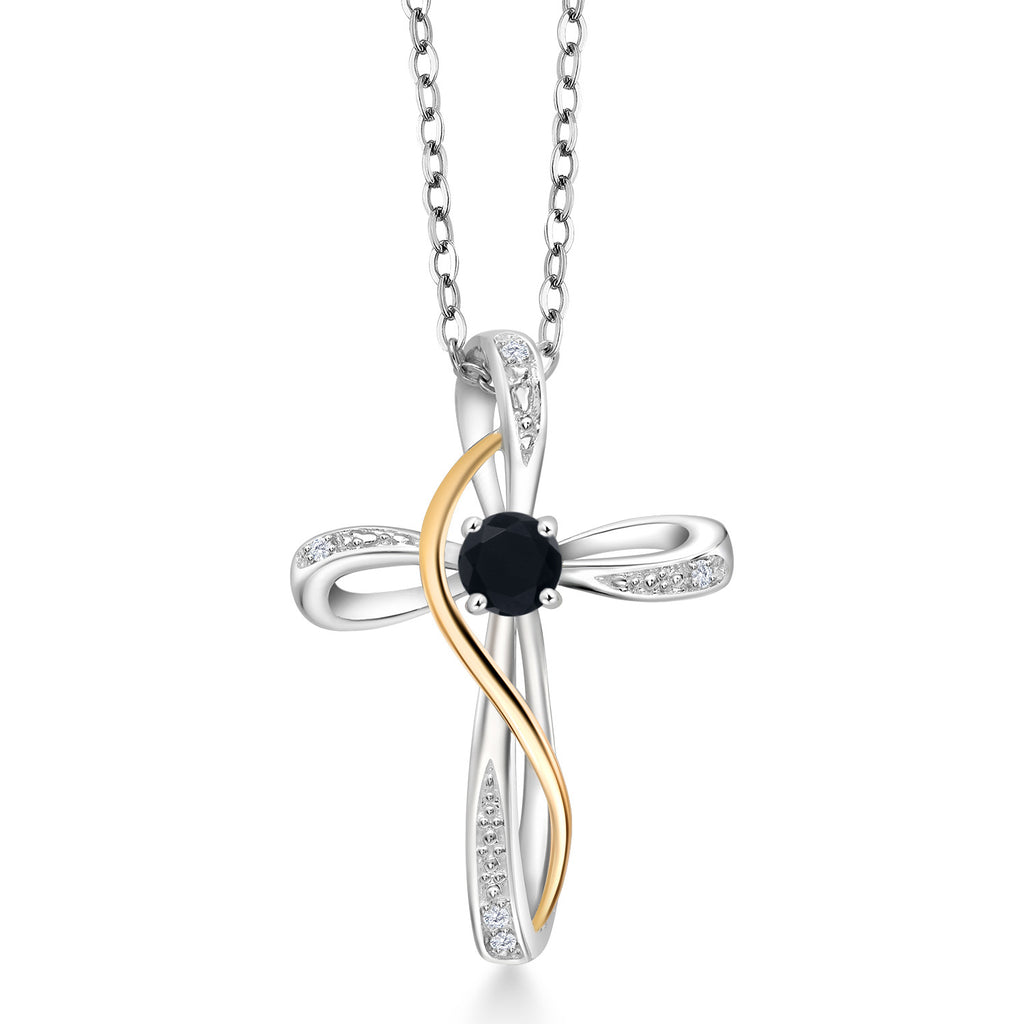 Onyx - December_Pendant in 925 Sterling Silver and 10K Yellow Gold