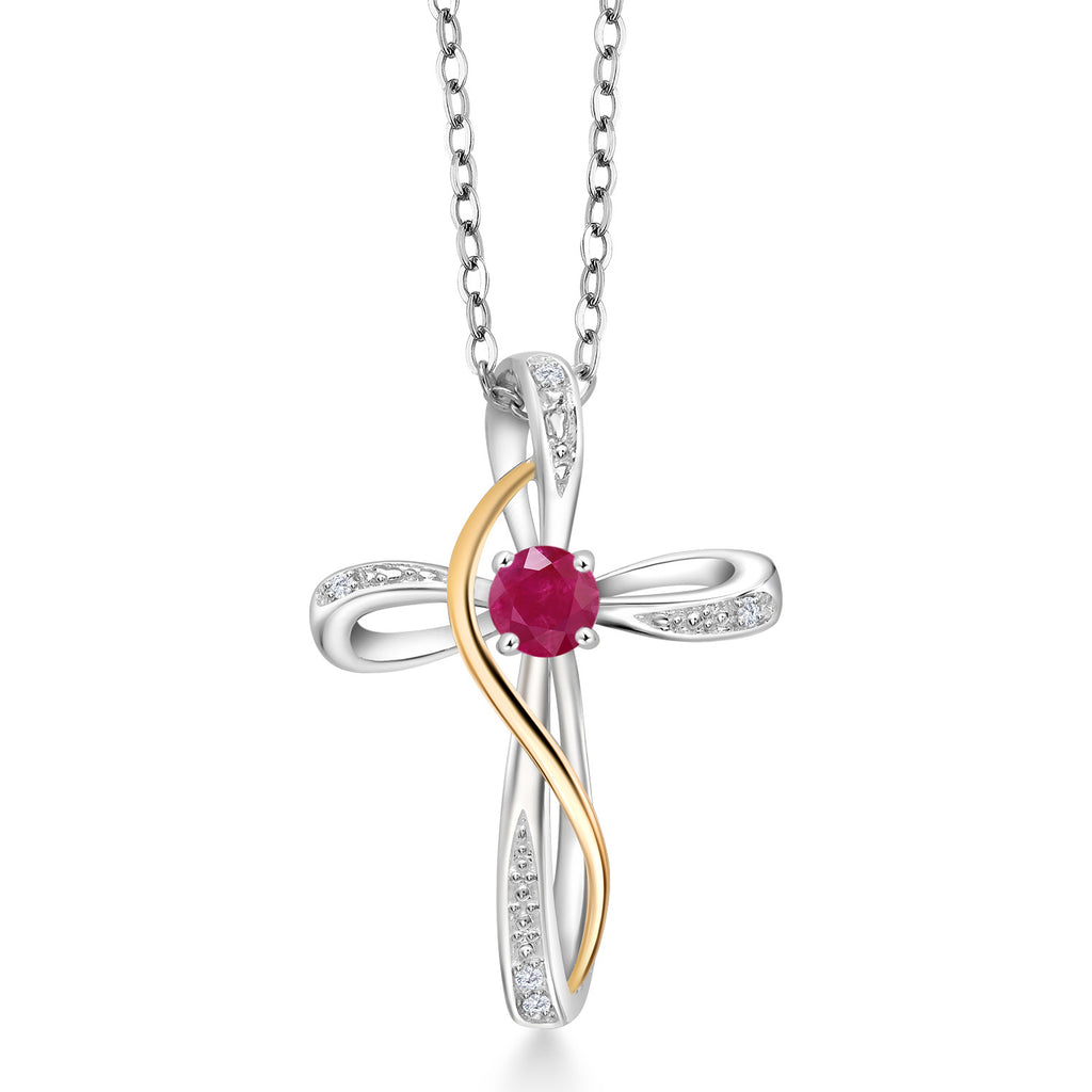 Ruby_Pendant in 925 Sterling Silver and 10K Yellow Gold