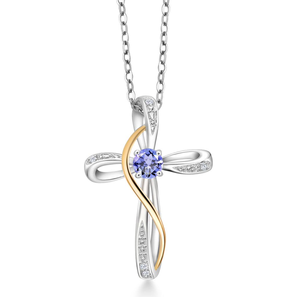 Tanzanite - December_Pendant in 925 Sterling Silver and 10K Yellow Gold