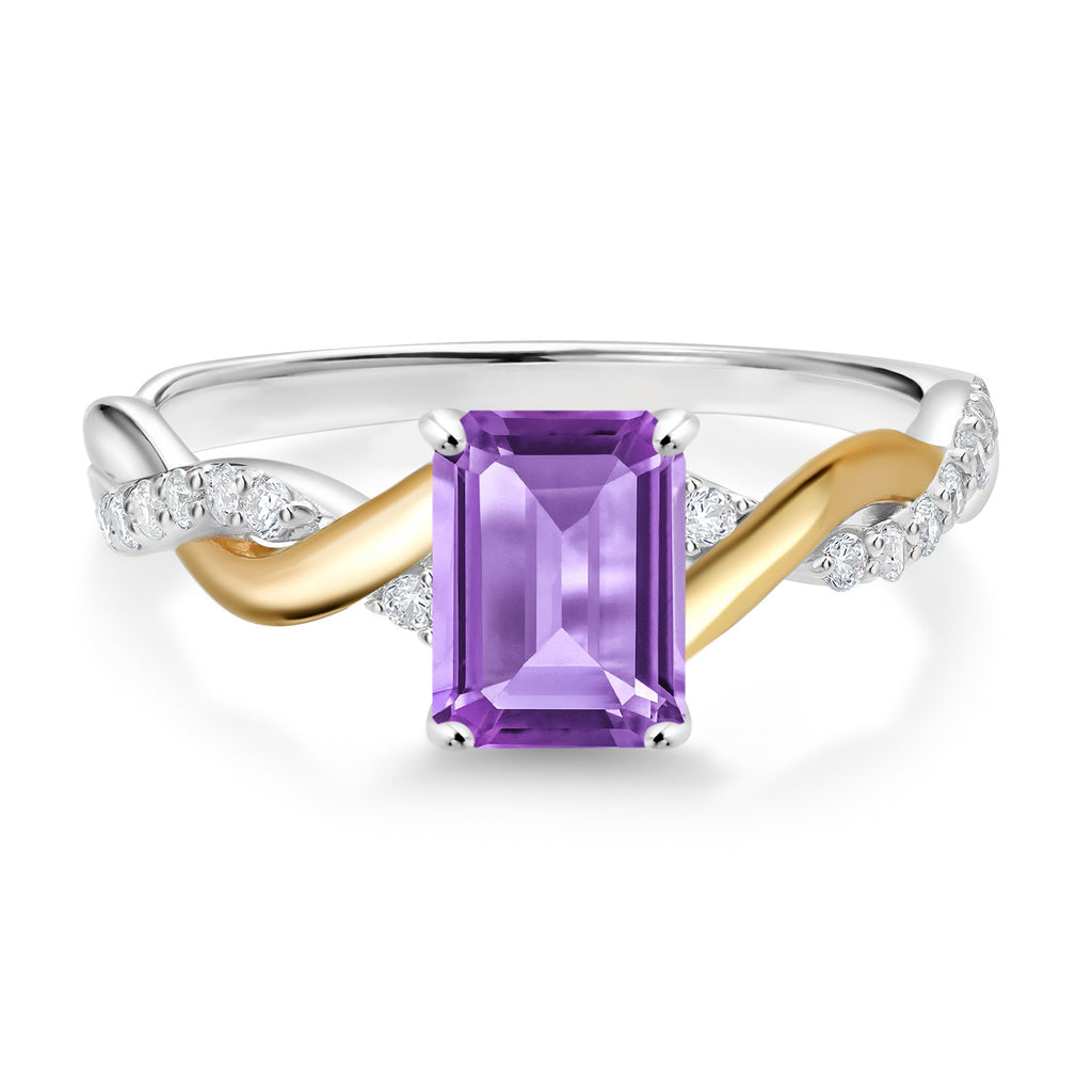 Amethyst - February_9_Ring in 925 Sterling Silver and 10K Yellow Gold