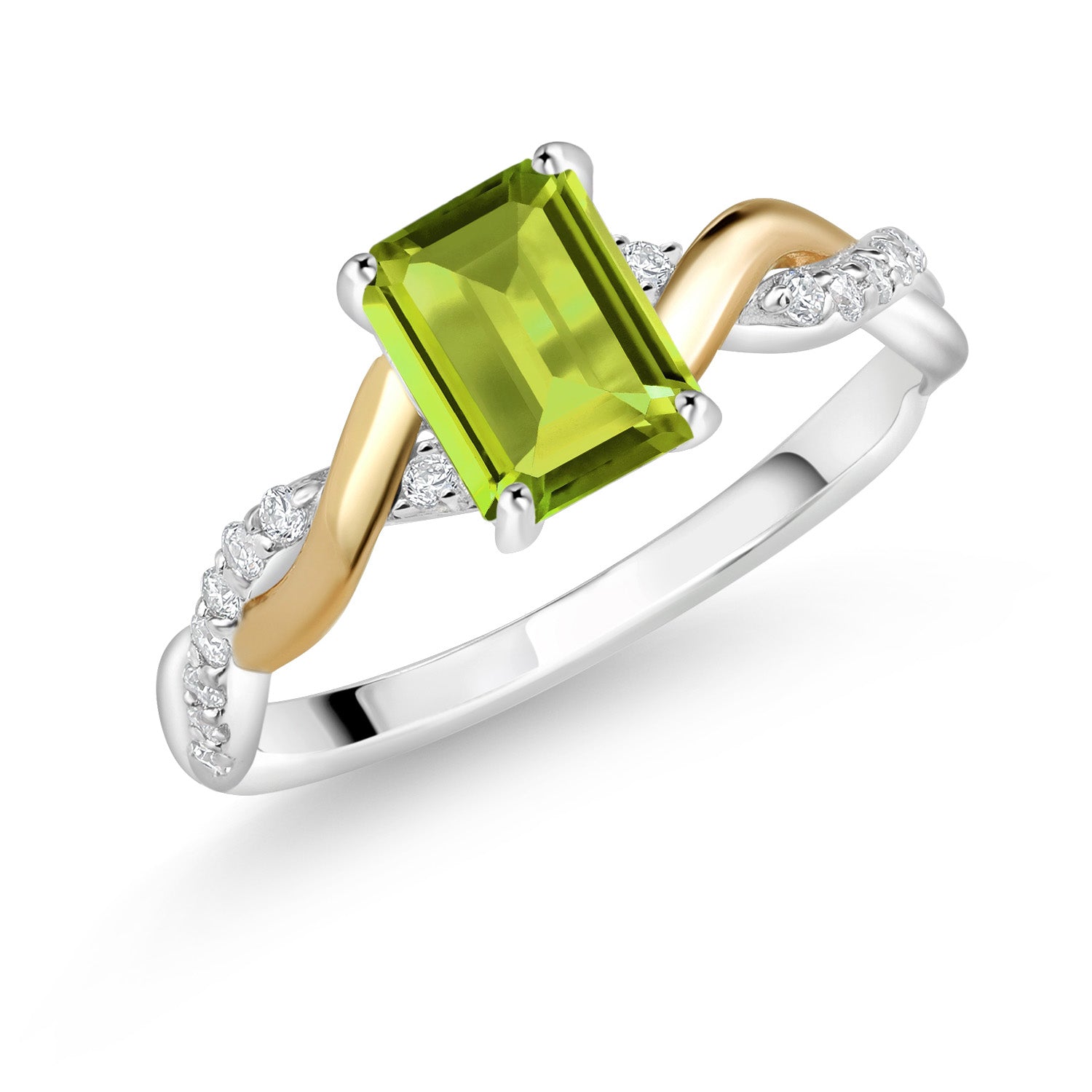 Peridot - August_7_Ring in 925 Sterling Silver and 10K Yellow Gold